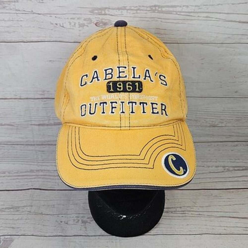 Cabela's Outfitter Baseball Cap Men's One Size Adjustable Yellow Navy Strapback